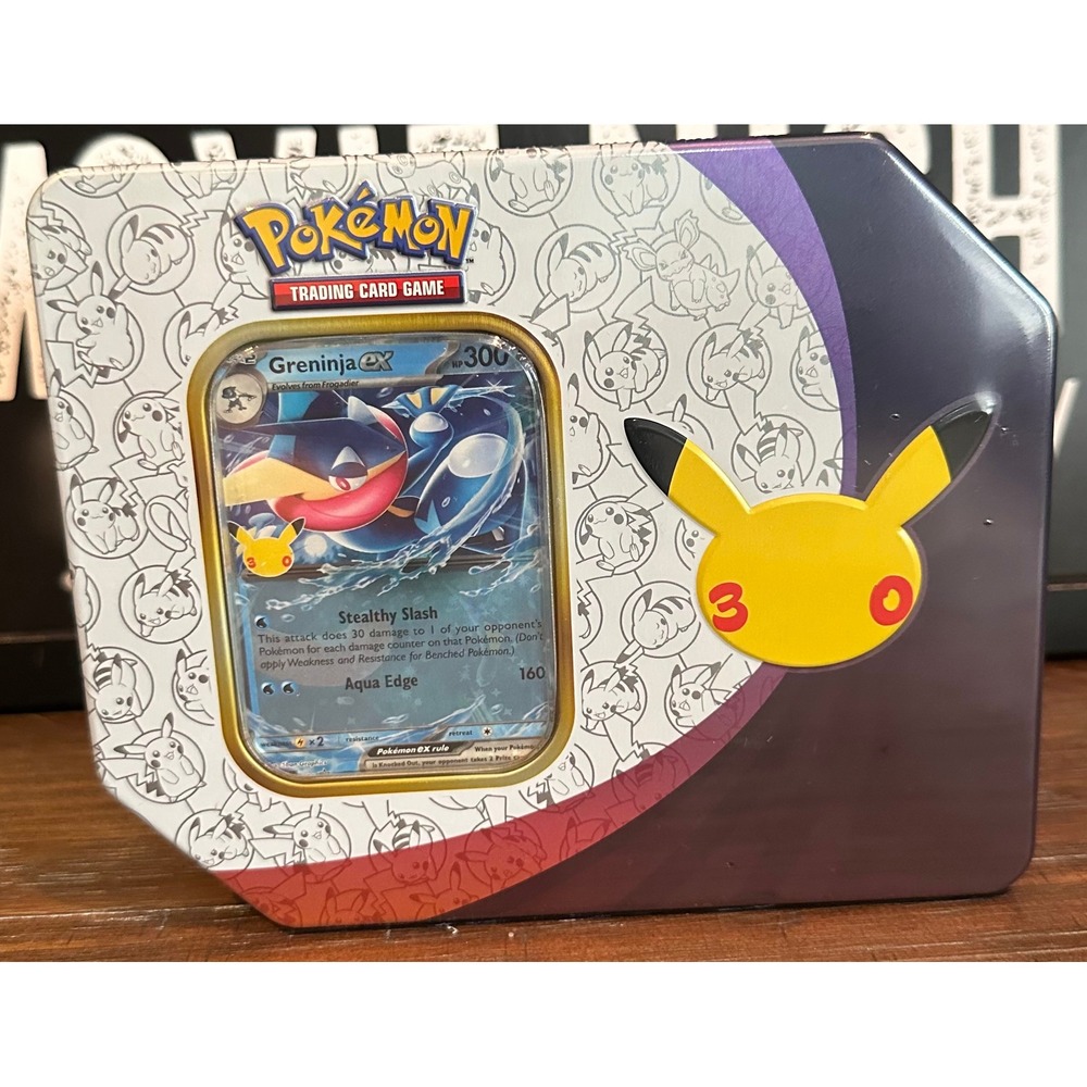 Pokemon TCG 30th Anniversary Greninja ex Tin Sealed 30th Celebration 5 Packs